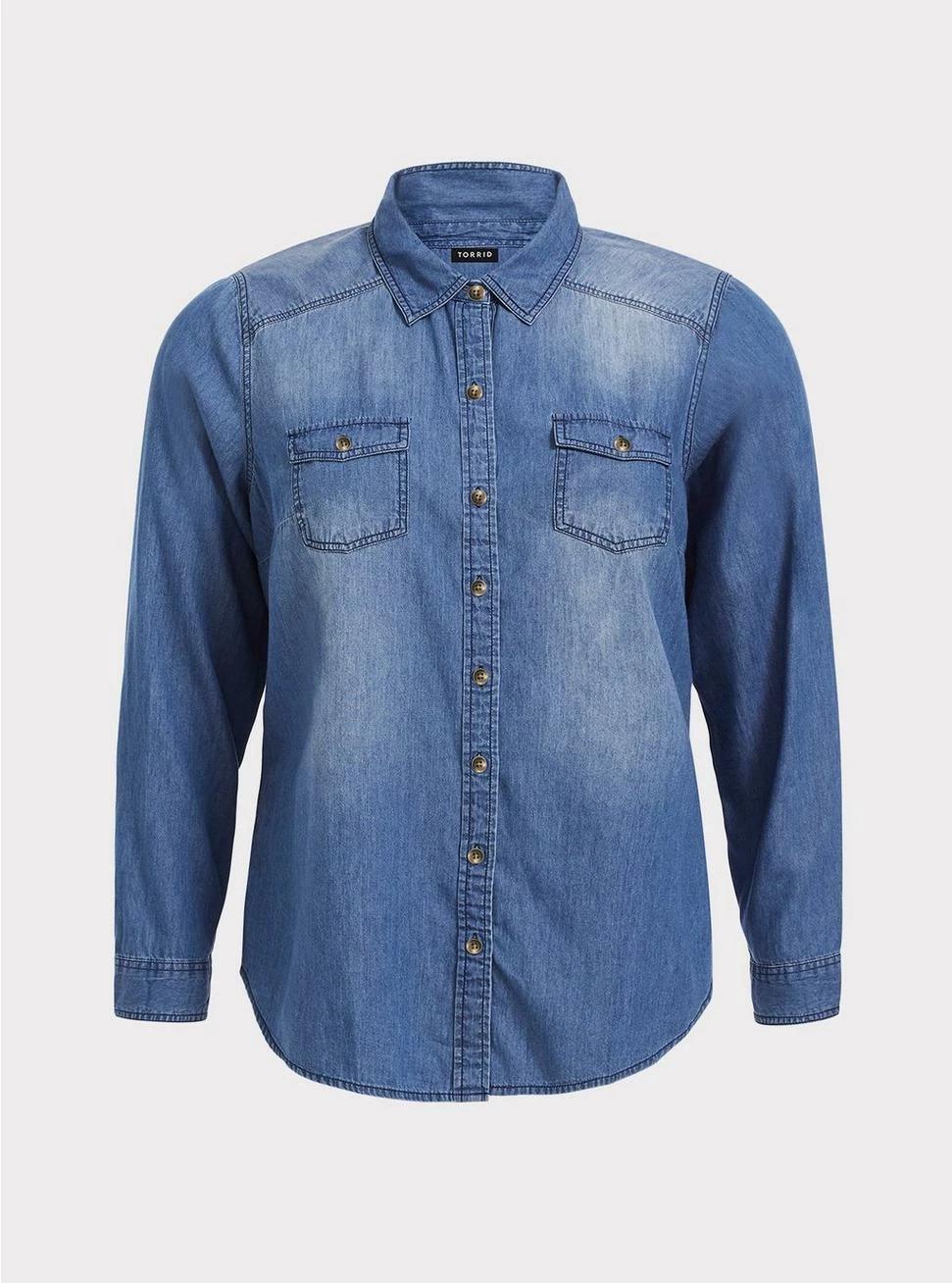 TORRID Taylor Medium Wash Denim Button-Down Shirt - Image 5