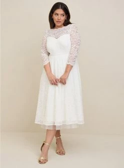 TORRID Ivory Lace Tea-Length Wedding Dress