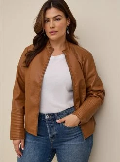 TORRID Faux Leather Collarless Moto Jacket