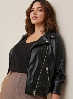 TORRID Faux Leather Asymmetrical Moto Jacket