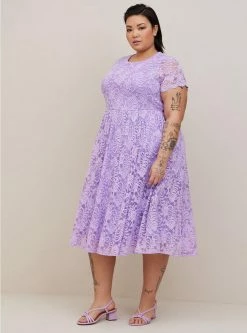 TORRID Midi Lace Fit And Flare Dress