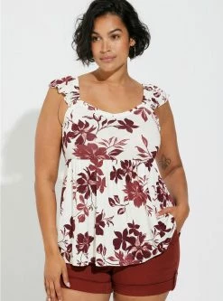 TORRID Babydoll Super Soft Slub Ruffle Shoulder Tank