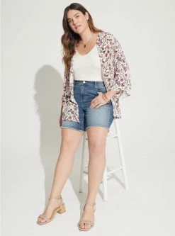 TORRID Gauze Crochet Inset Kimono