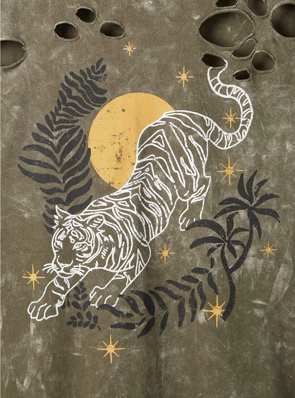 Null Graphic Relaxed Fit Cotton Crew Neck Destructed Tee - Image 4