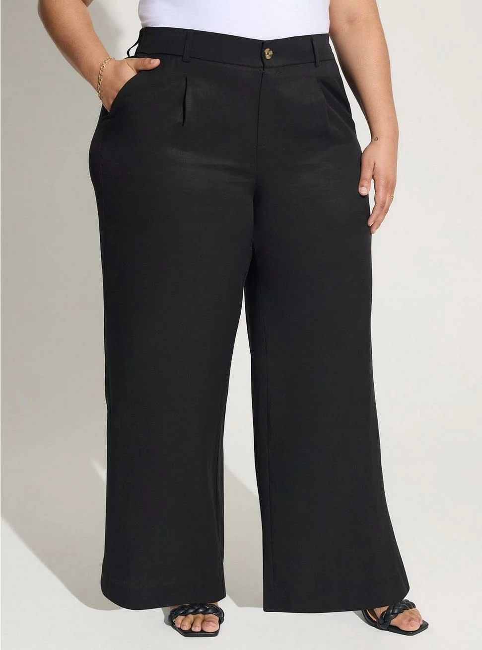 TORRID Wide Leg Studio Linen High-Rise Pant - Image 2