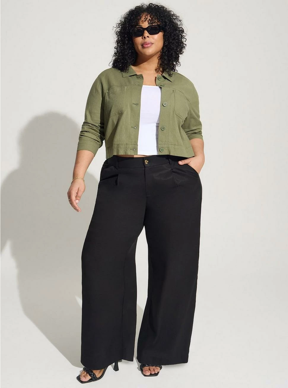 TORRID Wide Leg Studio Linen High-Rise Pant
