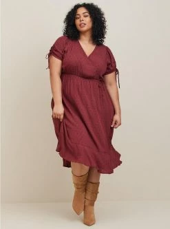 TORRID Midi Swiss Linen Surplice Dress
