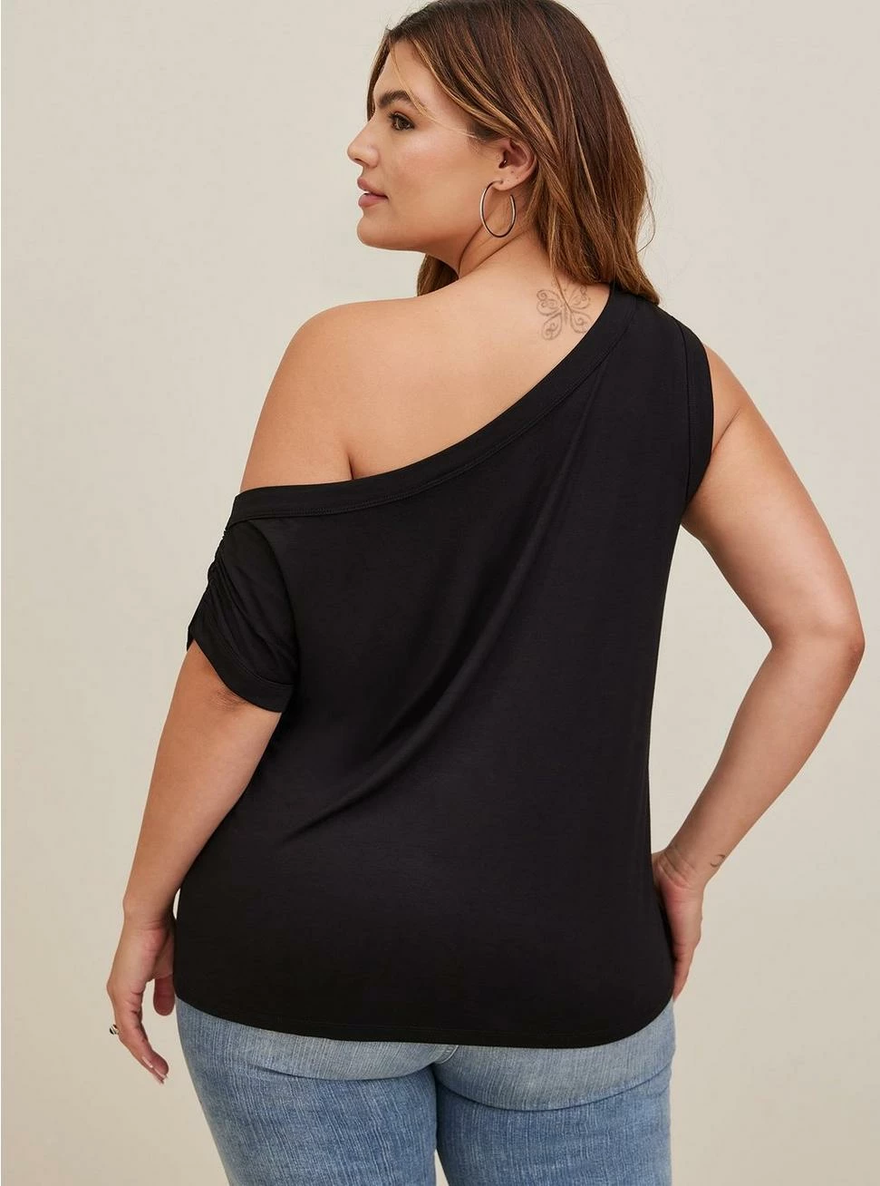 TORRID Super Soft Off-Shoulder Asymmetrical Sleeve Top - Image 3