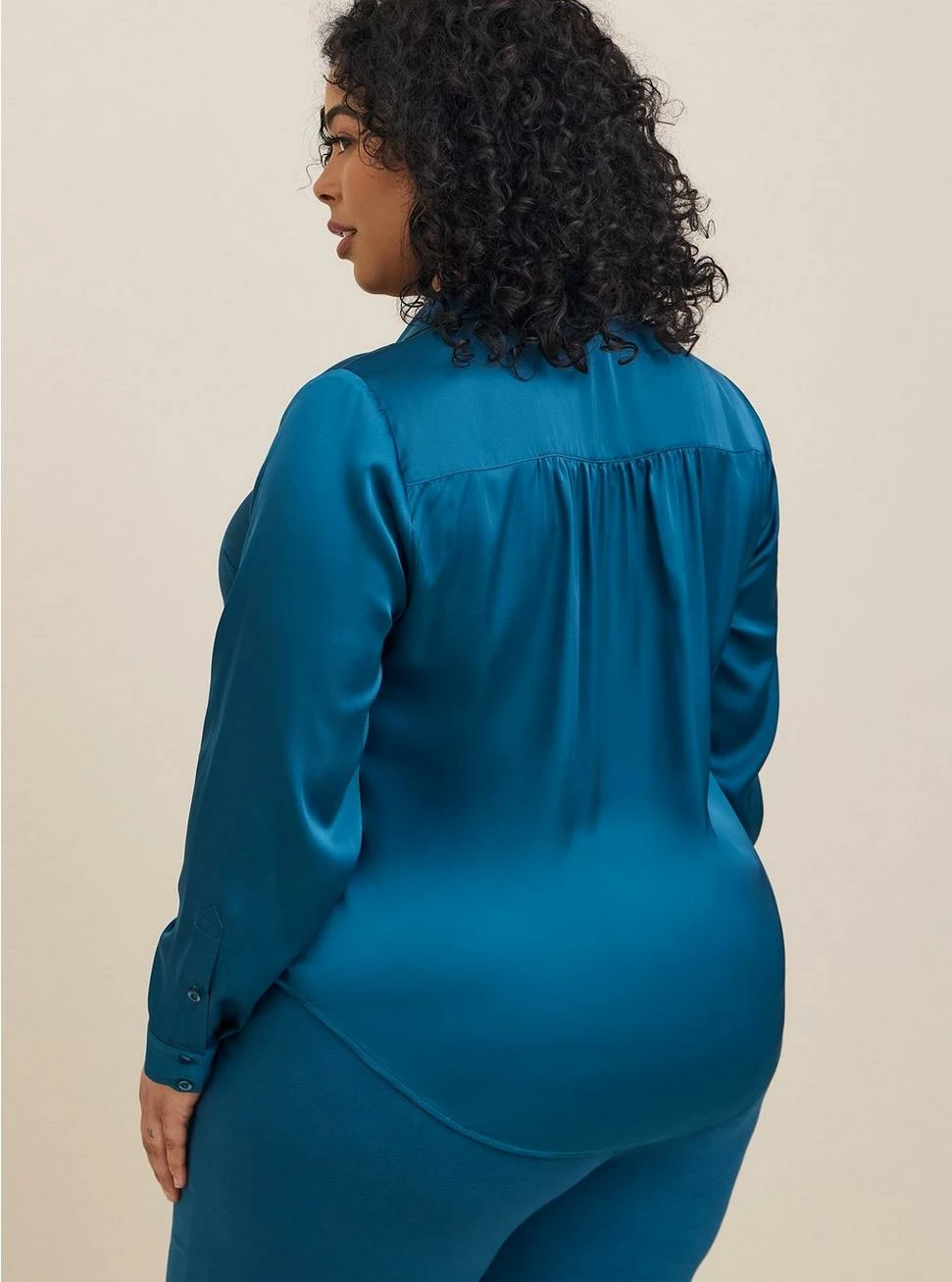 TORRID Madison Satin Button Up Long Sleeve Shirt - Image 3