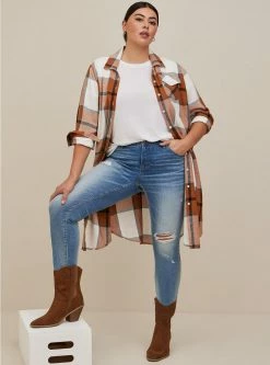 TORRID Cotton Long Line Shacket