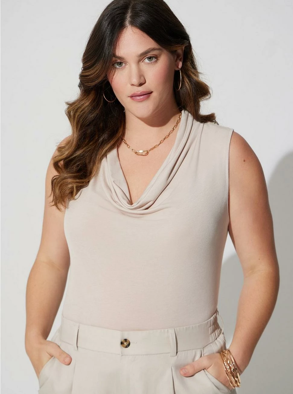 TORRID Studio Tissue Jersey Drape Neck Tank - Image 2