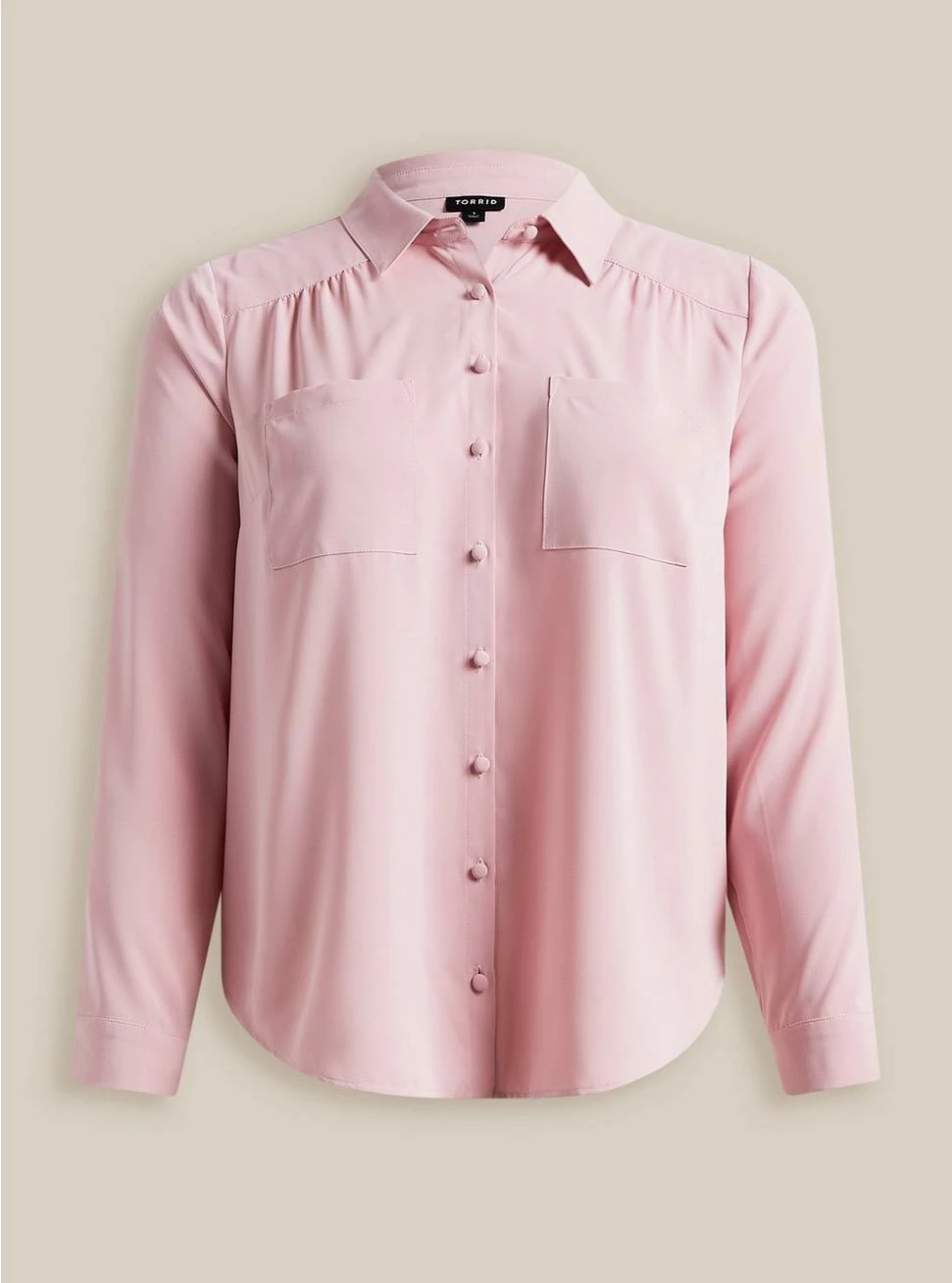 TORRID Madison Crepe De Chine Button-Front Long Sleeve Shirt - Image 5