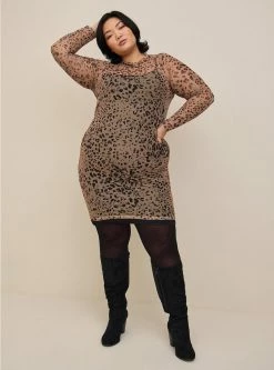 TORRID At The Knee Soft Mesh Lettuce Edge Mock Neck Dress