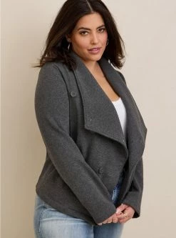 TORRID Fleece Drape Front Jacket