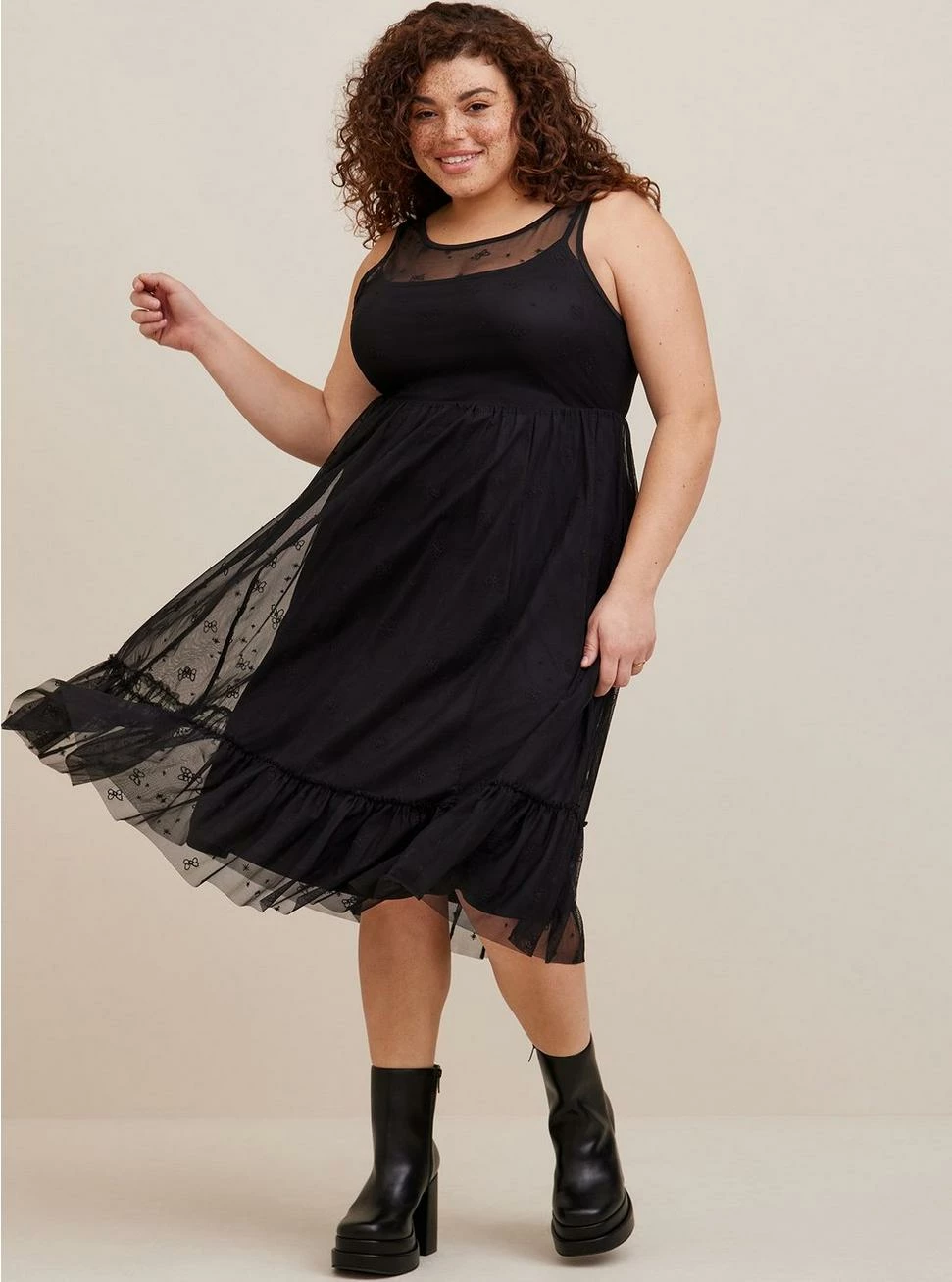 TORRID Disney Minnie Mouse Maxi Sheer Mesh Layering Dress - Image 3