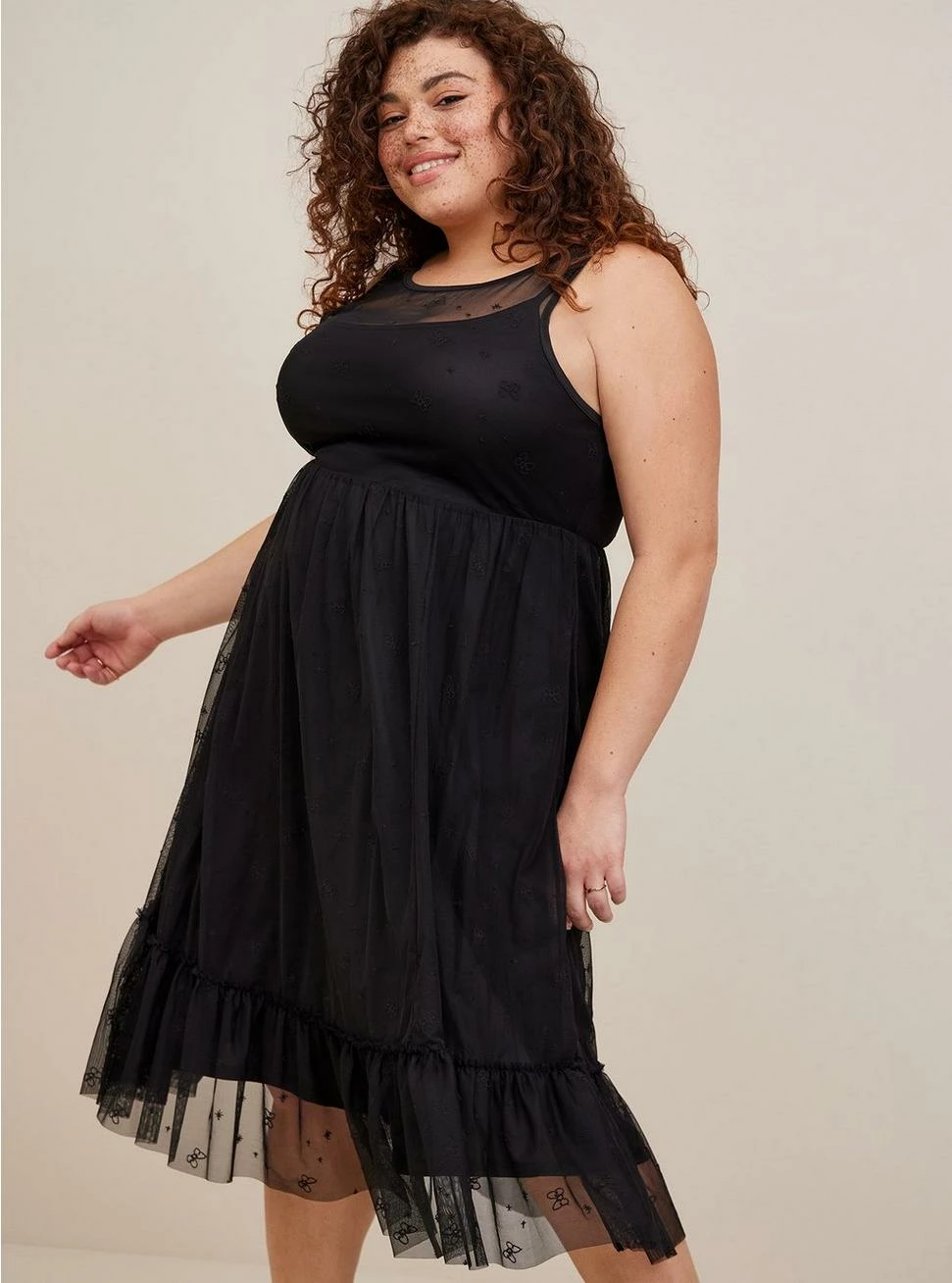 TORRID Disney Minnie Mouse Maxi Sheer Mesh Layering Dress