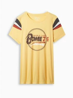 Null David Bowie Classic Fit Cotton Crew Neck Stripe Tee