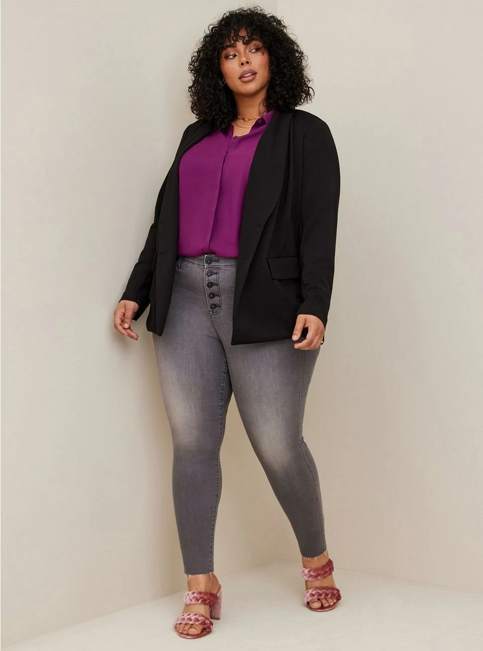 TORRID Studio Cupro Double Button Long Line Blazer - Image 2