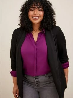 TORRID Studio Cupro Double Button Long Line Blazer