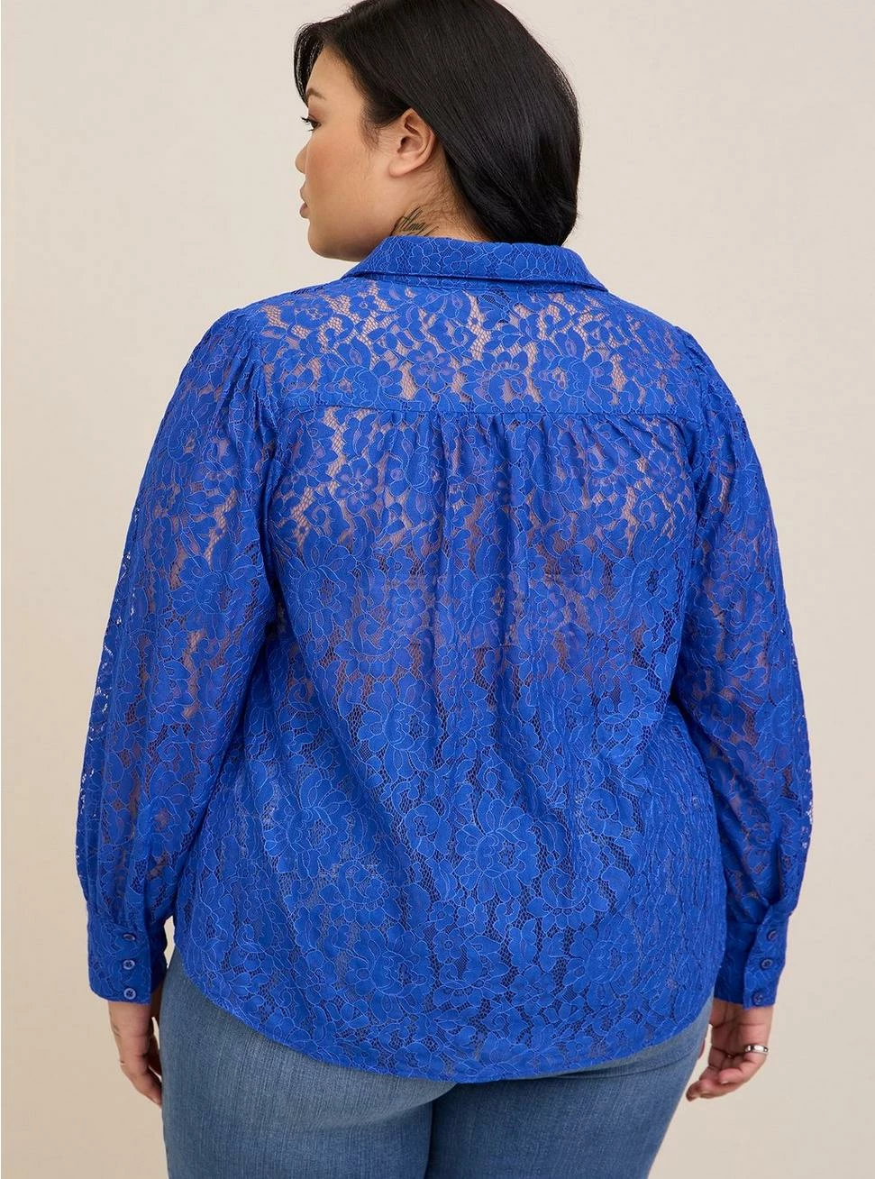 TORRID Madison Lace Button-Up Long Sleeve Shirt - Image 3