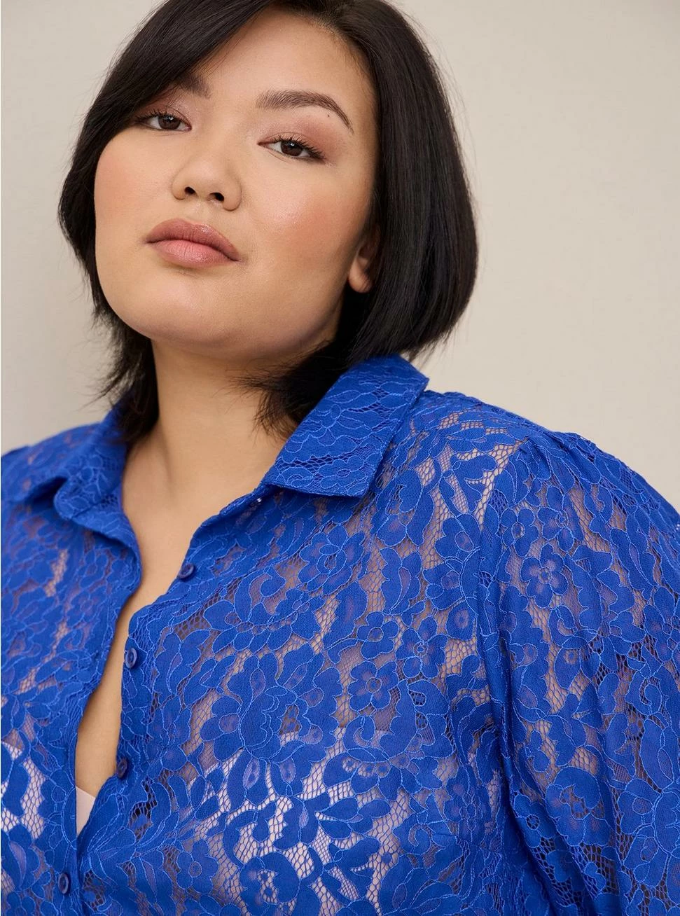 TORRID Madison Lace Button-Up Long Sleeve Shirt - Image 4