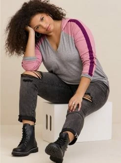 TORRID Vintage Super Soft Slub Varsity Stripe Hoodie