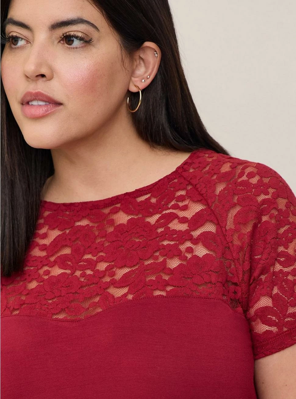 TORRID Super Soft Lace Mix Sweetheart Raglan Tee - Image 4