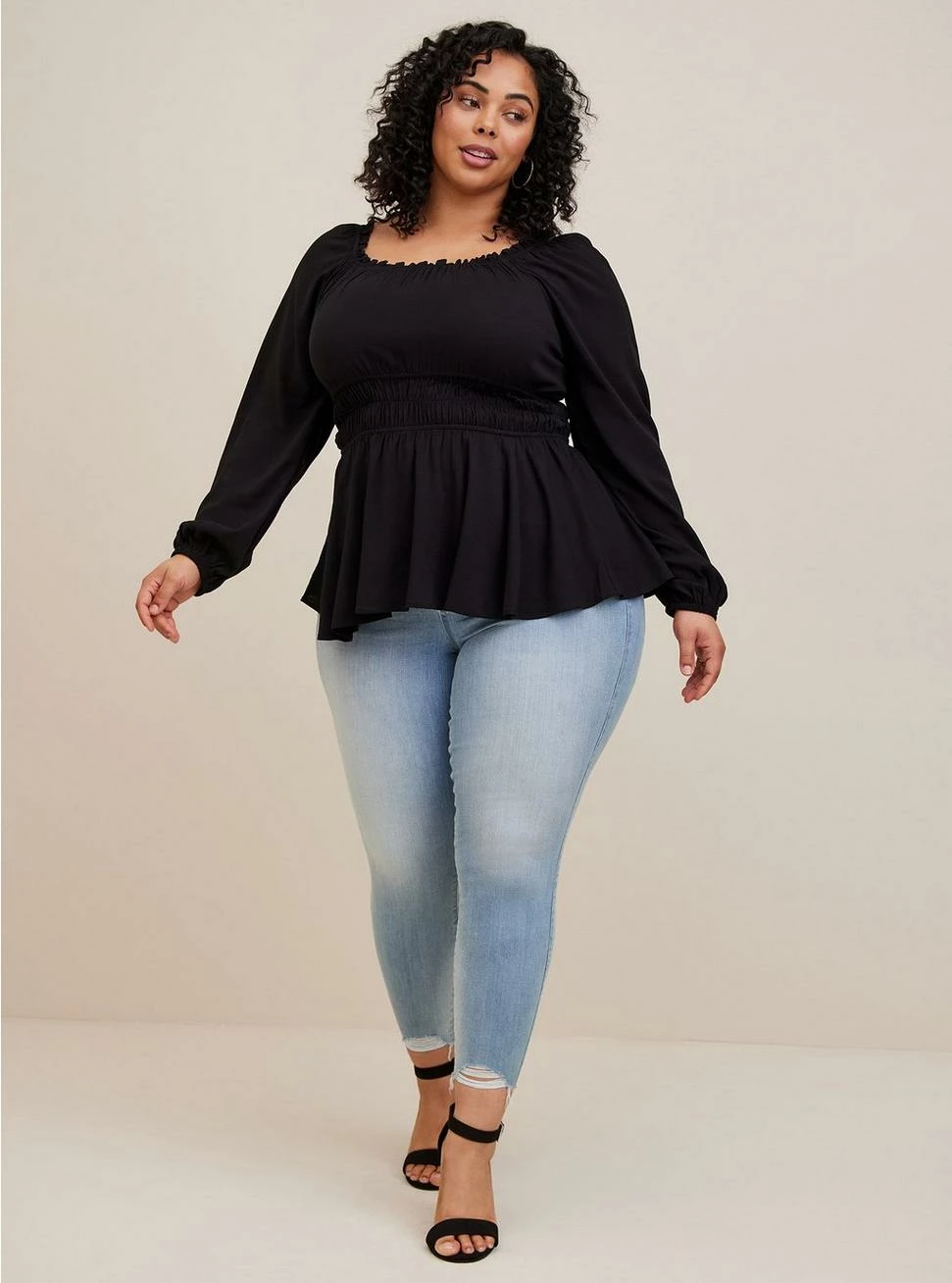 TORRID Rayon Slub Waist Detail Blouson Sleeve Top - Image 2