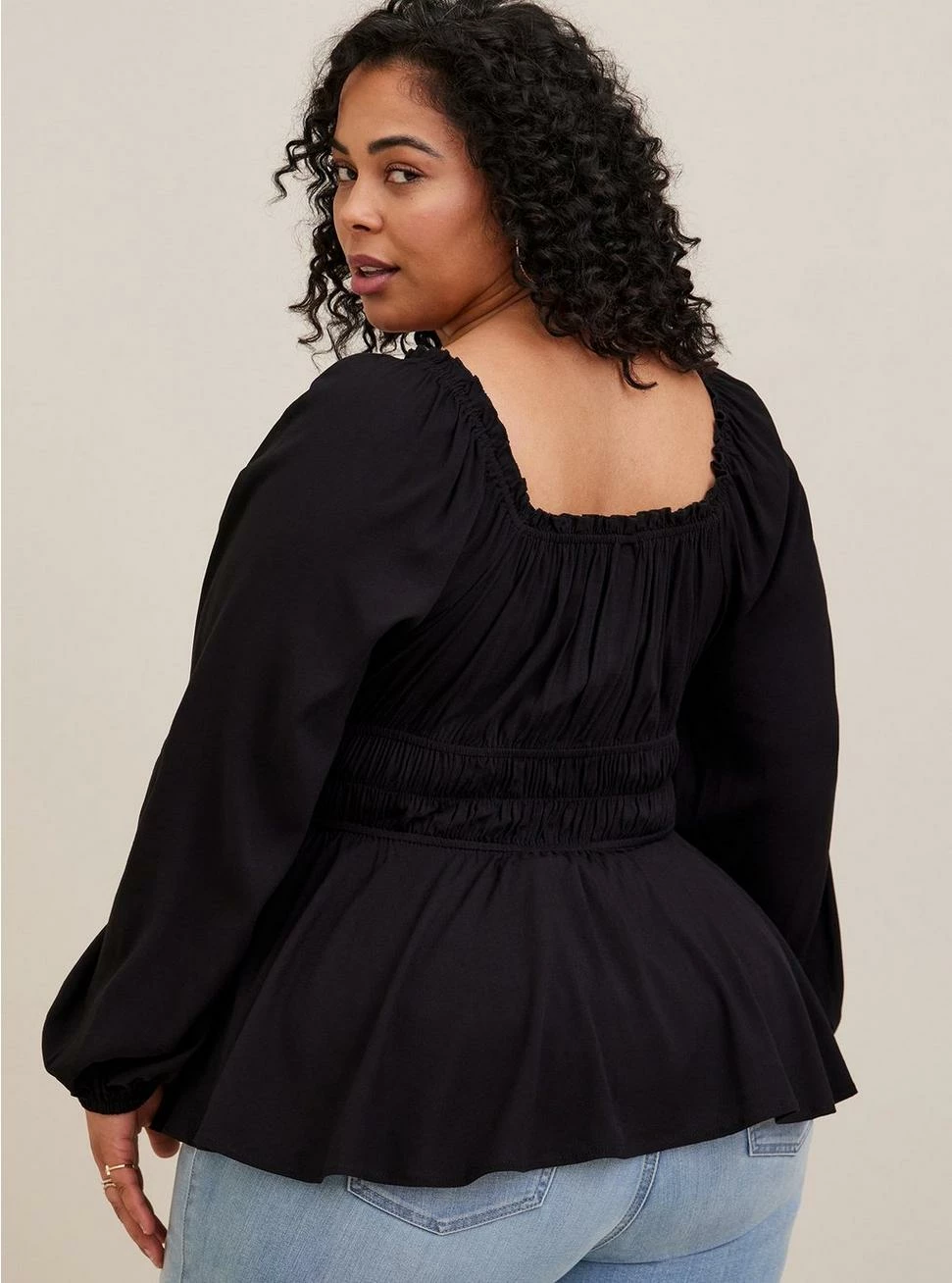TORRID Rayon Slub Waist Detail Blouson Sleeve Top - Image 3