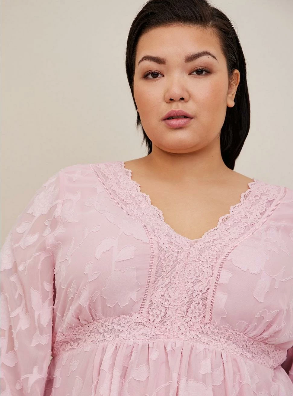 TORRID Babydoll Clip Floral Long Sleeve Top - Image 4