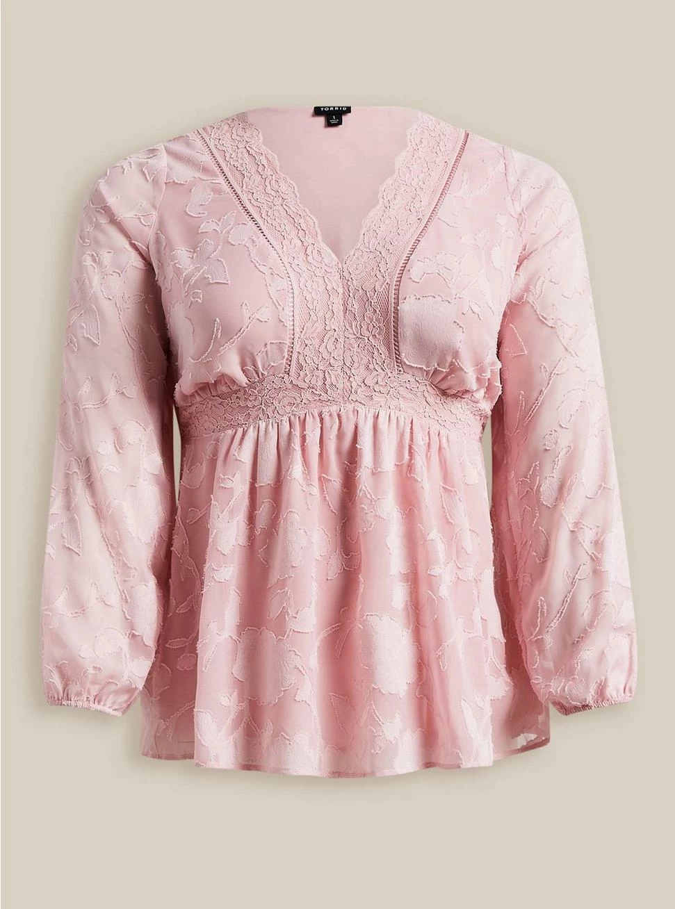 TORRID Babydoll Clip Floral Long Sleeve Top - Image 5