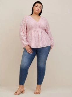 TORRID Babydoll Clip Floral Long Sleeve Top