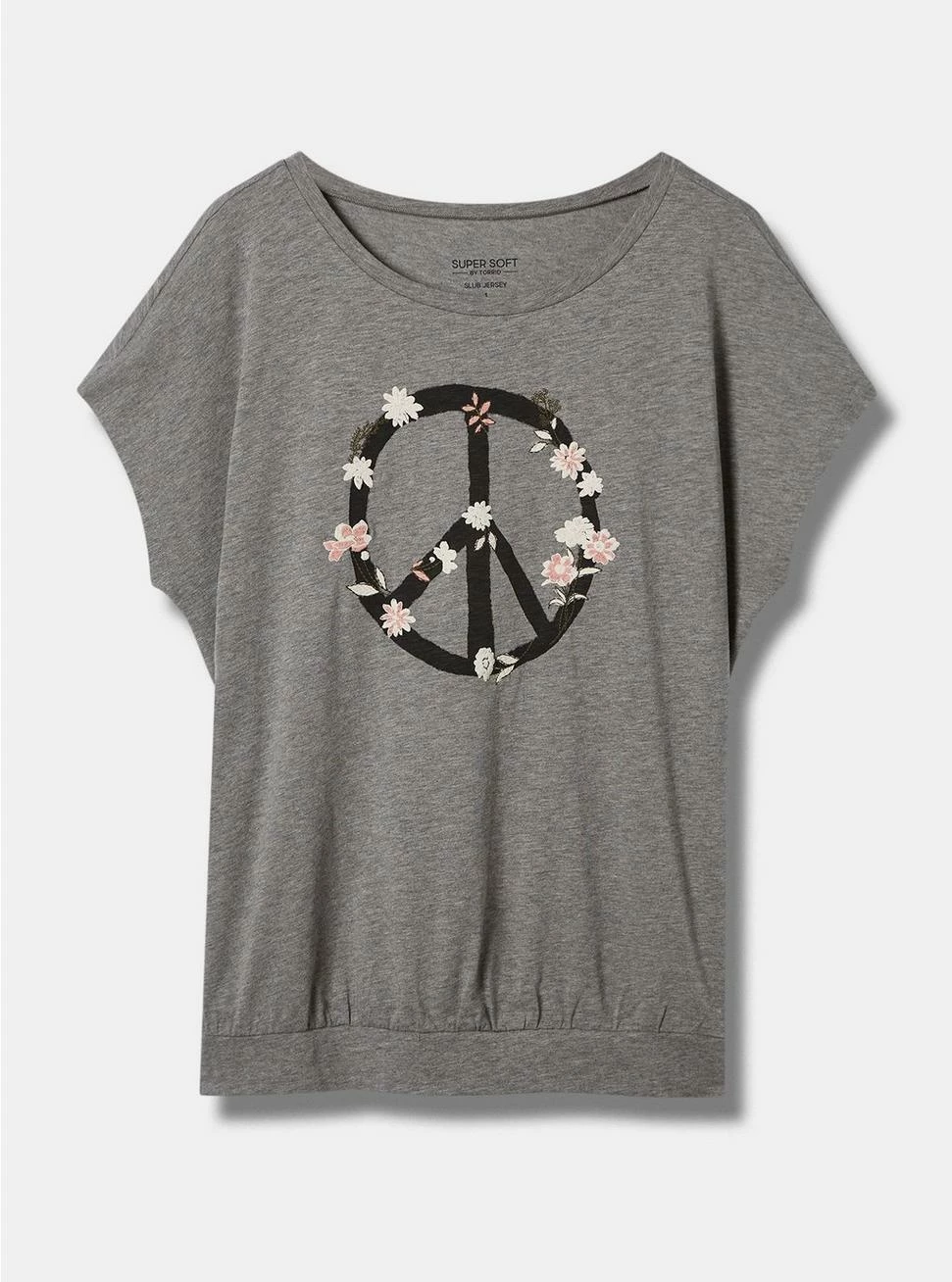 Null Moon Phase Relaxed Fit Super Soft Slub Crew Neck Dolman Banded Foil Tee