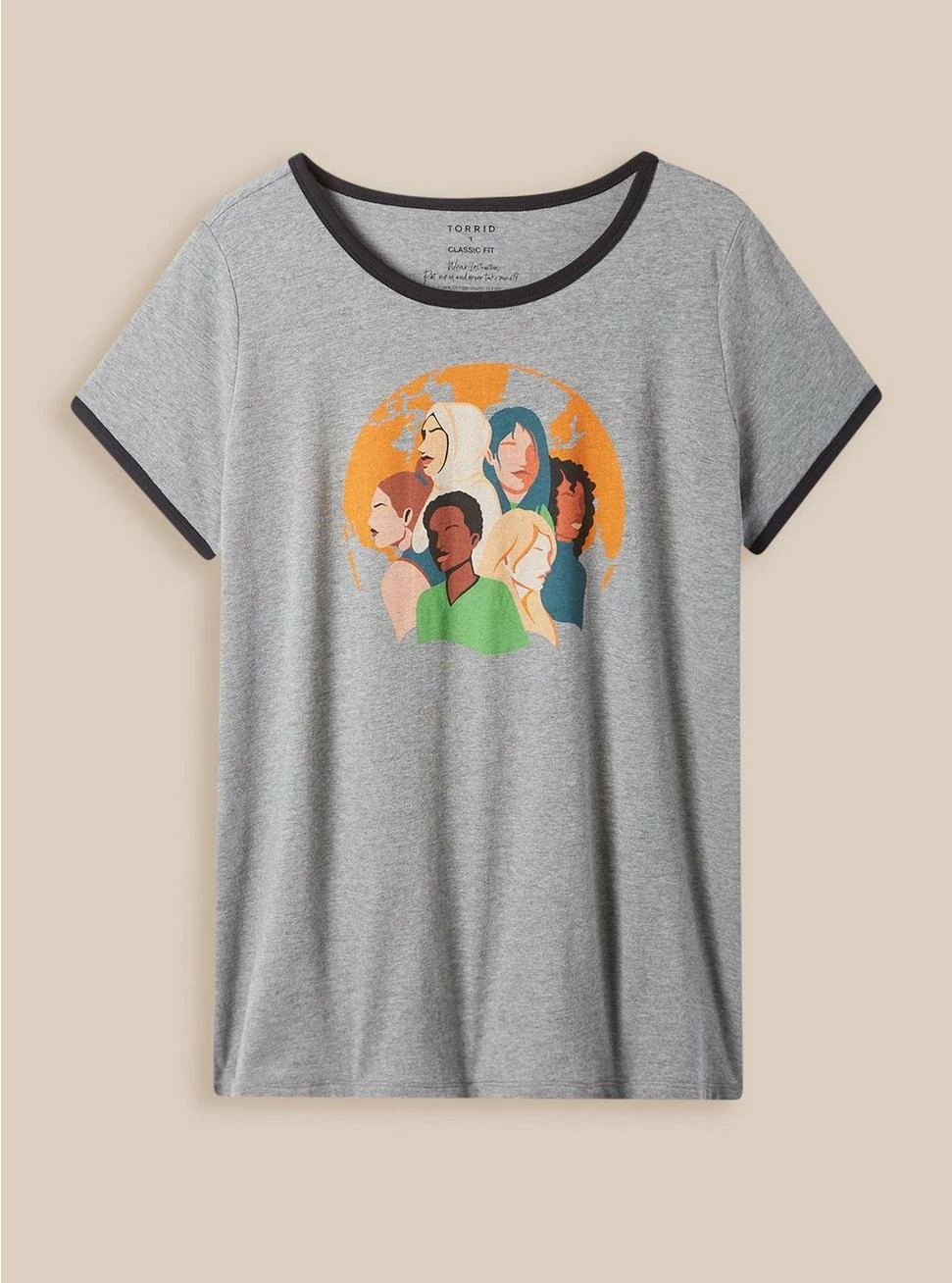 Null #TORRIDSTRONG We Can Classic Fit Cotton Jersey Crew Neck Ringer Tee