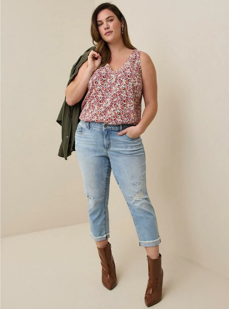 TORRID Challis Stitch Detail Tank