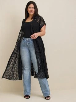 TORRID Mixed Lace Shirt Maxi Kimono