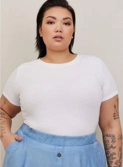 TORRID Fitted Super Soft Rib Short Sleeve Baby Tee