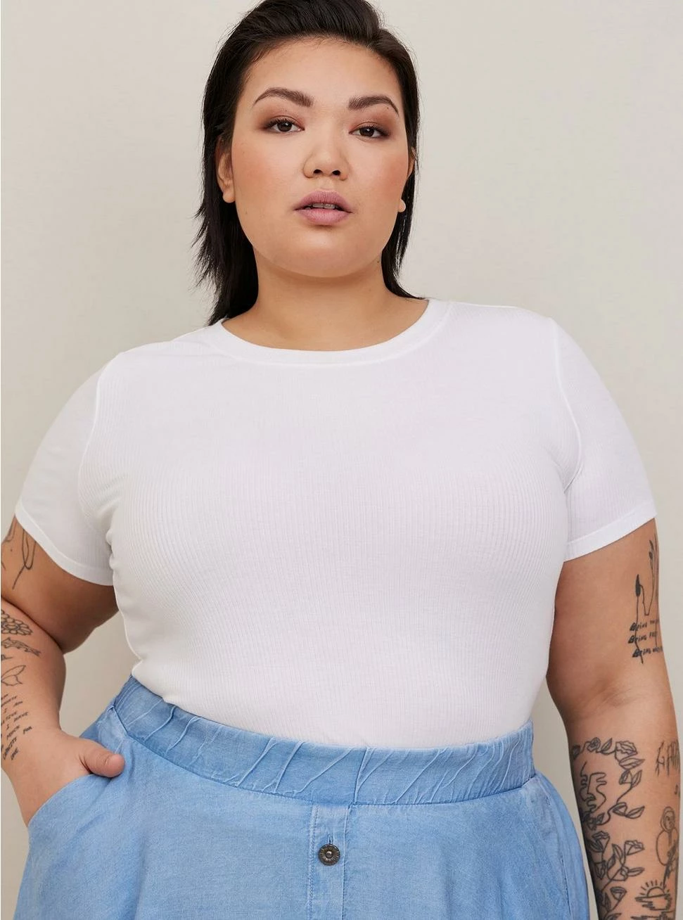 TORRID Fitted Super Soft Rib Short Sleeve Baby Tee