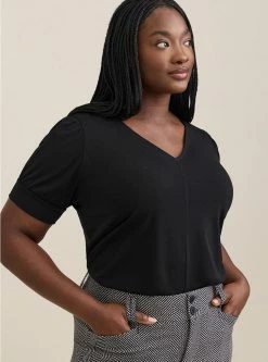 TORRID Studio Crepe V-Neck Puff Sleeve Top