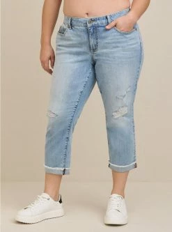 TORRID Crop Boyfriend Straight Vintage Stretch Mid-Rise Jean