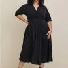 TORRID Midi Studio Crepe De Chine Collared Shirt Dress