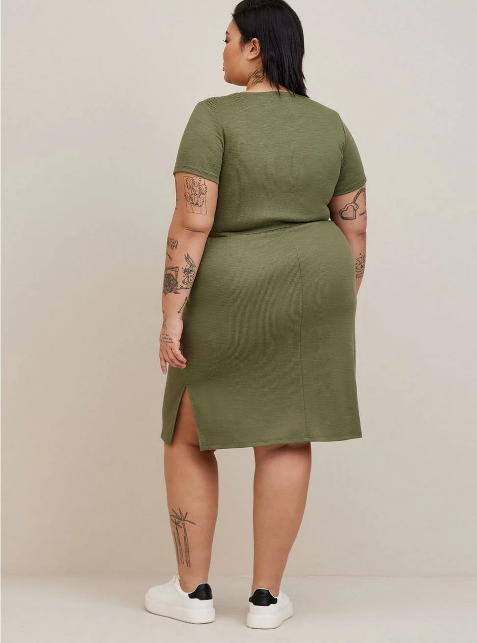 TORRID At The Knee Slub Rib Slit T-Shirt Dress - Image 2