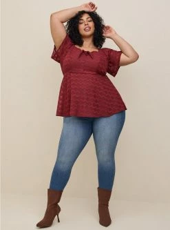 TORRID Fit And Flare Textured Chiffon Top