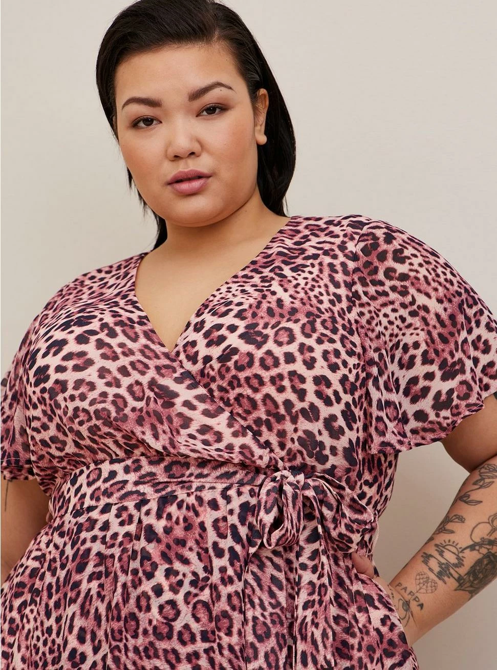 TORRID Midi Chiffon Flutter Sleeve Wrap Dress - Image 4