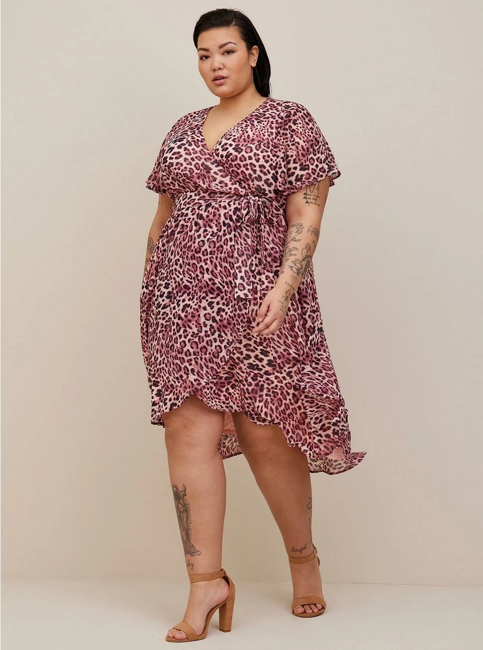 TORRID Midi Chiffon Flutter Sleeve Wrap Dress