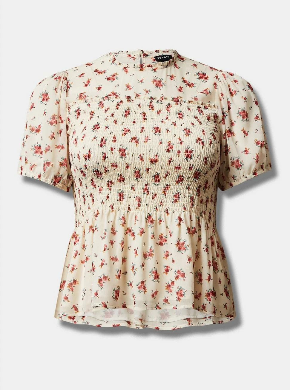 TORRID Chiffon Ruffle Mock Neck Smocked Crop Top - Image 5