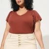 TORRID Girlfriend Signature Jersey V-Neck Flutter Sleeve Tee