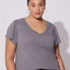 TORRID Girlfriend Signature Jersey V-Neck Flutter Sleeve Tee