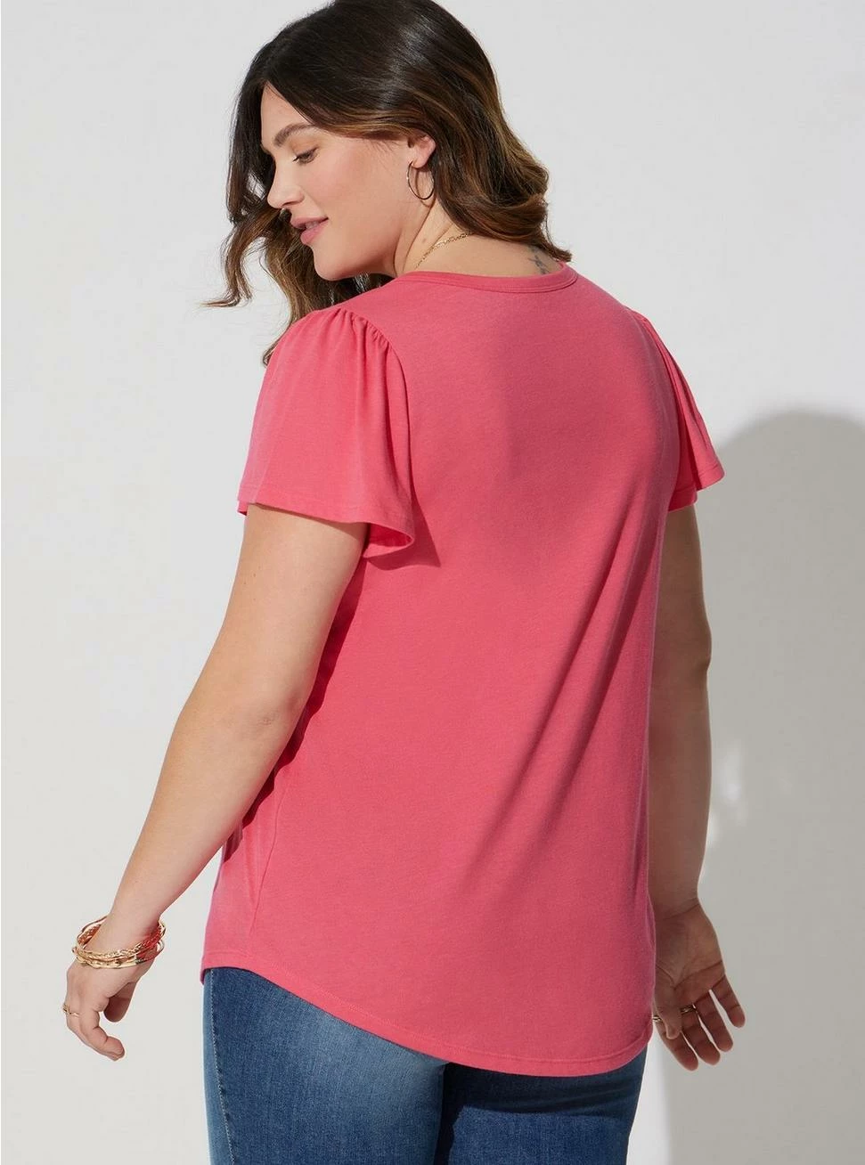 TORRID Girlfriend Signature Jersey V-Neck Flutter Sleeve Tee - Image 3