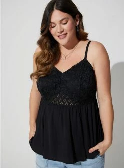 TORRID Babydoll Georgette Lace Trim Cami